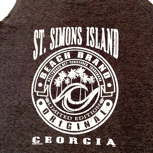 St Simons Island Georgia Grey Split Side Tank Top Beach Brand Original Medium - Picture 3 of 5
